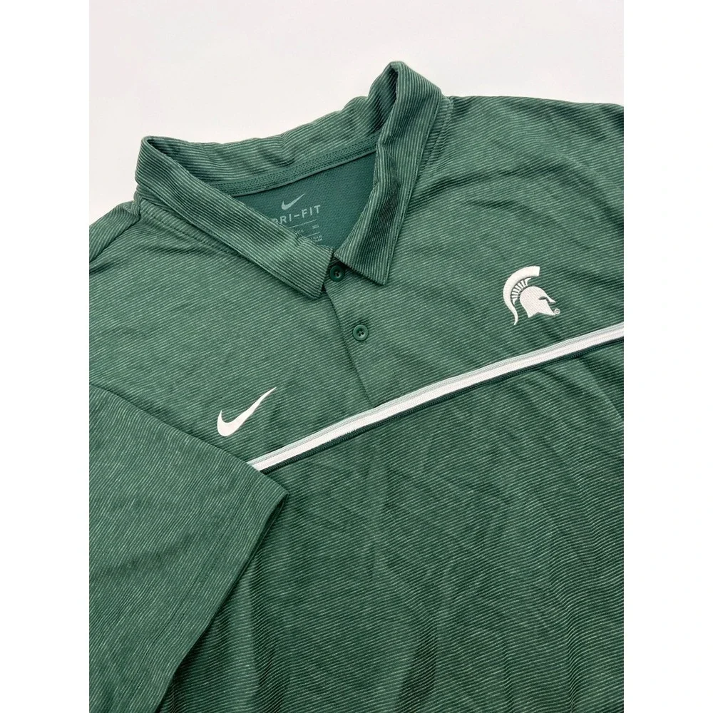 Nike‎ Michigan State Spartans Men's Polo Sz 3XL Green NCAA Shirt CN7854-330